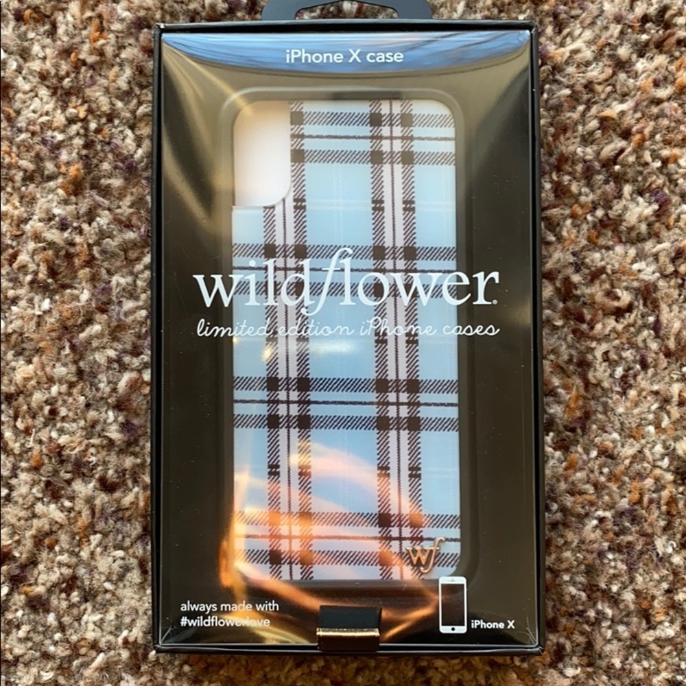 Wildflower Blue Plaid iPhone X Case